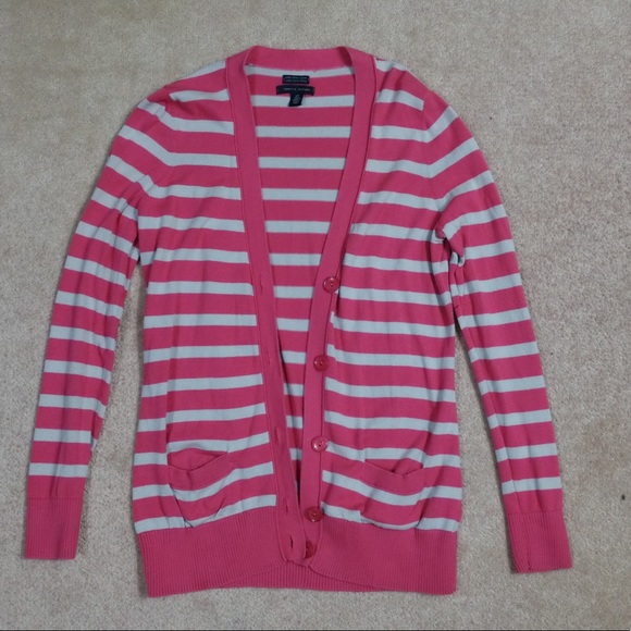 Pink Stripped Tommy Hilfiger Cardigan - Picture 2 of 3